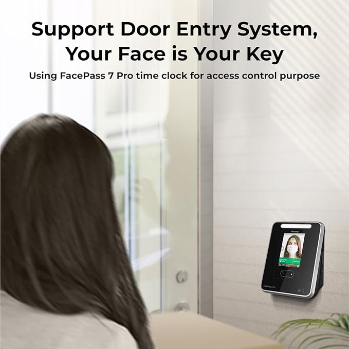 ANVIZ Time Clocks for Employees Small Business - FacePass 7 Pro Biometric Clock in and Out Machine - Face + RFID + Pin Punching in one, Support Door Access, Forever Free Cloud Software