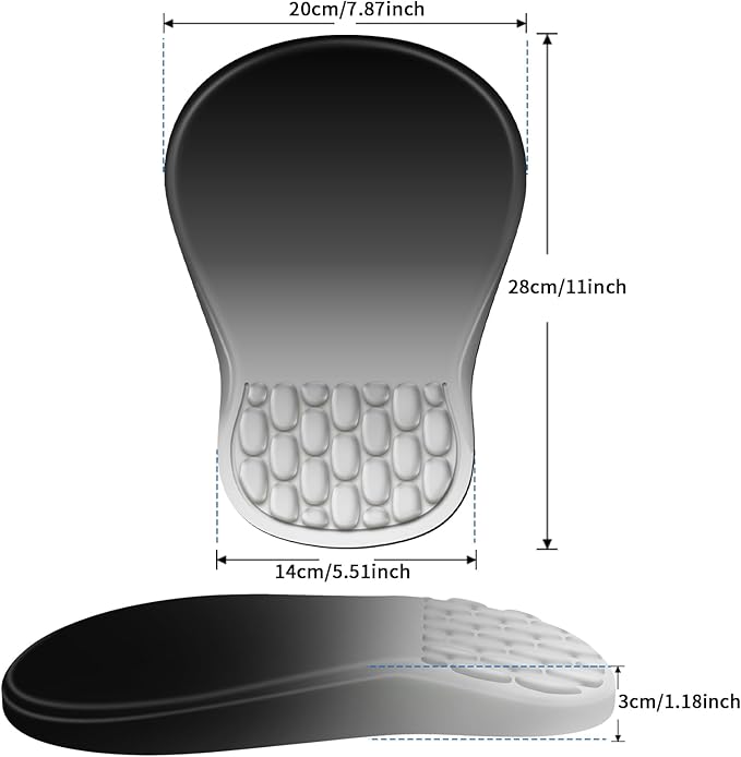 YIWEI Ergonomic Mouse Pad with Wrist Rest Support, Mousepad with Comfortable Memory Foam Wrist Rest and Non-Slip PU Base for Pain Relief, Computer, Laptop, Office, Home (Gradient Black)