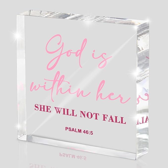 Christian Home Desk Decor for Women, Bible Verse Desk Spiritual Acrylic Plaque Decor Sign for Birthday Mom Sister Friends, Inspirational Religious Gift