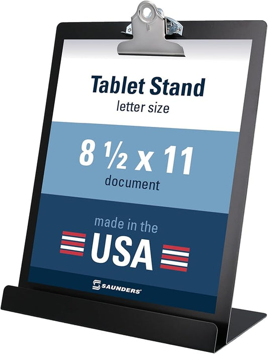 Saunders Free Standing Clipboard and Tablet Stand, 1" Clip Capacity, Letter Size: Holds 8.5 x 11 Sheets, Black