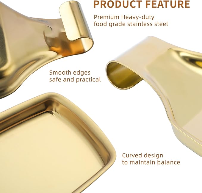 MSY BIGSUNNY Stainless Steel Utensil Tray Spoon Rest Holder for Stove Top, 2 Pack Stainless Steel Spoon Rest, Golden