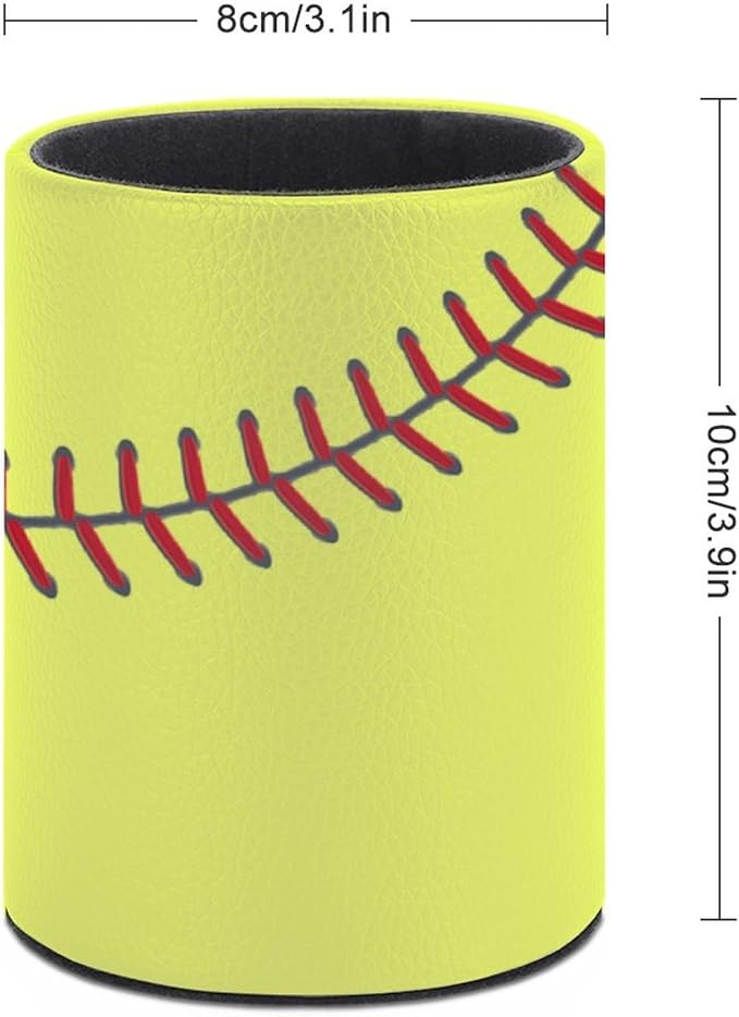 Softball Pen Holder Pencil Organizer Cute Pencil Cup Desk Decor Makeup Brush Holder PU Multifunctional Office Suppliesfor Home Classroom School