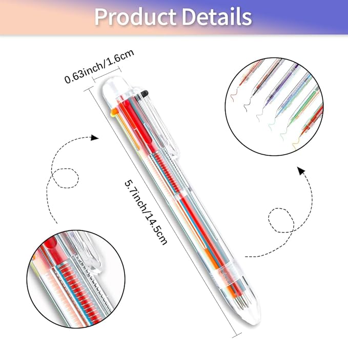 Back to School Supplies 24 PCS Ballpoint Pens Bulk 6-in-1 Colored Pens Ballpoint Party Favors Office Supplies Multicolor Pen Back to School Gifts for Kid Students Son Daughter Classroom Birthday