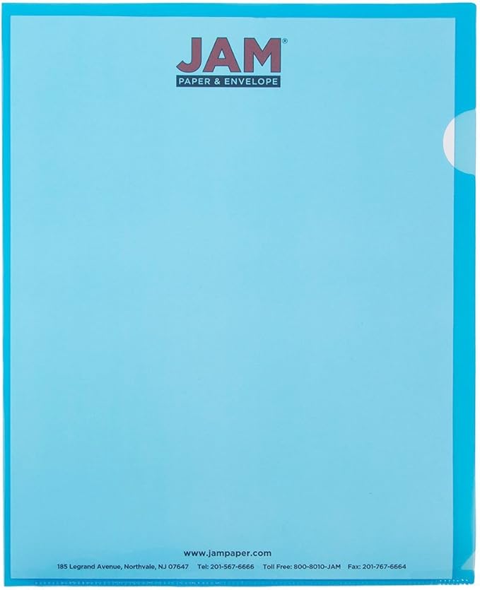 JAM PAPER Plastic Sleeves - Letter Sized - 9 x 11 1/2 - Blue Project Pockets - 12 Page Protectors/Pack