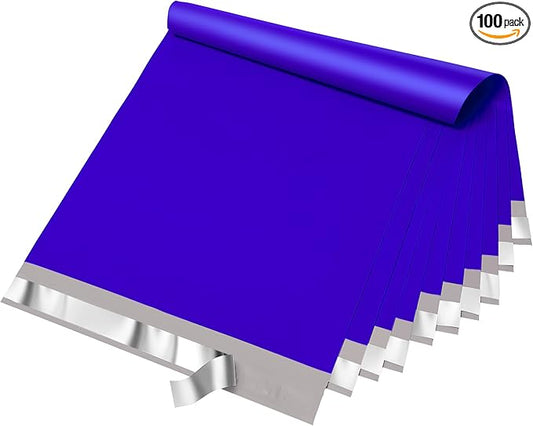 Fuxury 12X15.5" 100Pcs Poly Mailers Bags for Clothing/T-Shirt/Shirt, Plastic Mailing Envelopes for Small Business, Self Seal Shipping Polybag Bulk- Blue