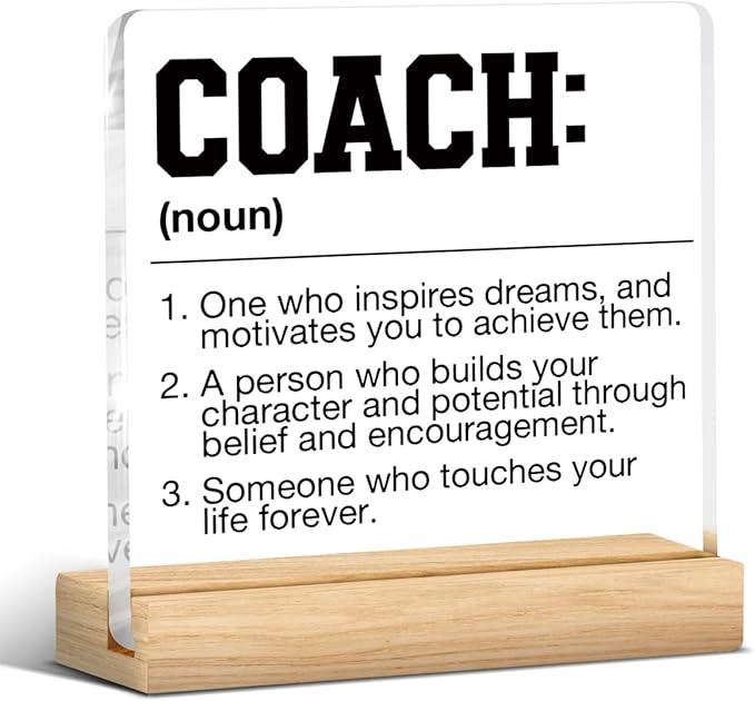 Coach Gifts for Men Women, Best Gift for Coaches, Gifts for Coach, Coach Definition Acrylic Desk Sign Office Decor