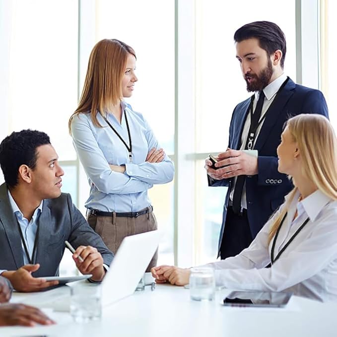 10pack Lanyards for Id Badges Holder Bulk Lanyard with Clip Swivel Hooks for Name Tag ID Badge Holder,Students, Employees (10, Black)