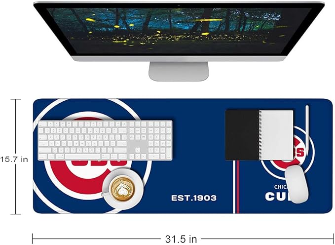 Generic Baseball Mouse Pad Extended Large Gaming Desk Pad 31.5 x 11.8 Inch, XL Mousepad Topographic Mouse Pad with Anti-Slip Rubber Base for Chicago Home Office