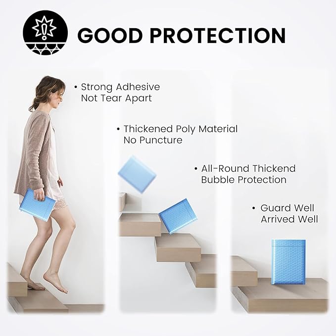 Fuxury Bubble Mailer 6x10" 600 Pack Light Blue,Self-Seal Adhesive Packaging Bags, Waterproof Poly Bubble Mailers Bulk, Mailing Evenploves Packaging For Jewelry, Cards, Makeup, CD, Small Business #0