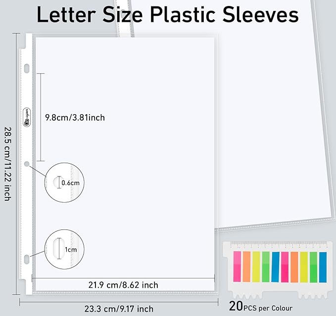120 Pack Extra Heavyweight Plastic Page Protectors,8.5 x 11in Top Loading Sheet Protectors with Markers Notes, Reinforced 3 Hole Punch for Binders,Plastic Sleeves for Paper Protector Letter Size