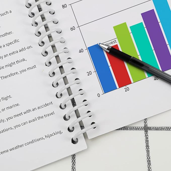 Rayson 1inch Plastic Spiral Binding Coil, 210 Sheets Capacity, 4:1 Pitch 25.4mm White Coil Binding Spines for Business and Educational Purposes, Pack of 50