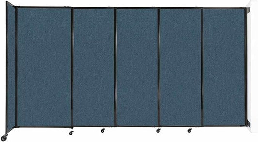 Wall-Mounted Sliding StraightWall Room Divider | Adjustable Widths | Locking Wheels | Room Separator | Up to 11'3" Wide x 6' Tall Caribbean Fabric Panels