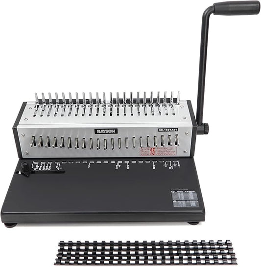 Rayson SD-1501A21 Binding Machine with Combs Set - 21 Hole / 200 Sheets Comb Binder for Punching or Binding