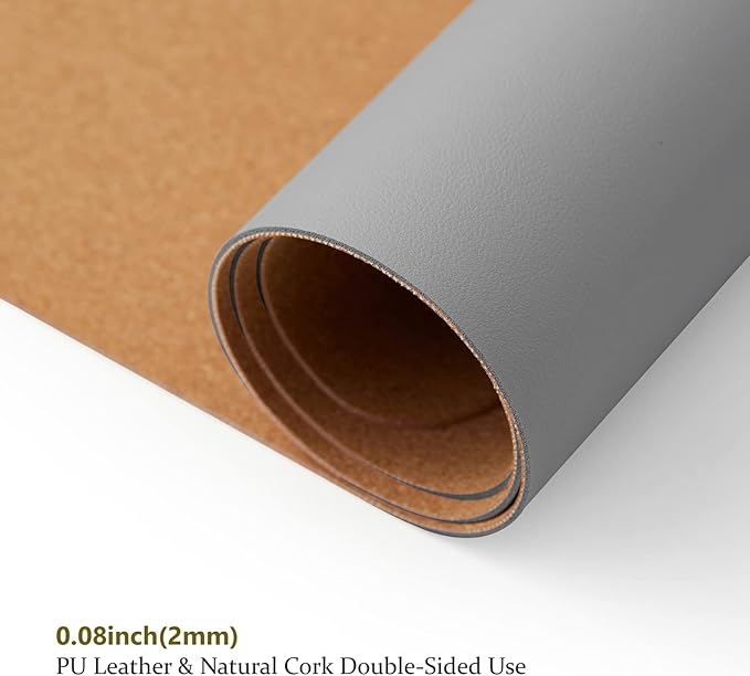 Large Cork Desk Mat - 47.2"x 17" Desk Pad for Office and Home - Ideal for Large Mouse Pad and Desk Mats on Top of Desks(Gray)