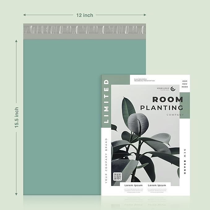 Metronic Poly Mailers 12x15.5 100Pack, Medium Size Shipping Bags for Clothing, Strong Self-Seal Mailers Poly Bags Shipping Envelopes, Thick Mailing Bags Package Bags for Small Business Packing, Green