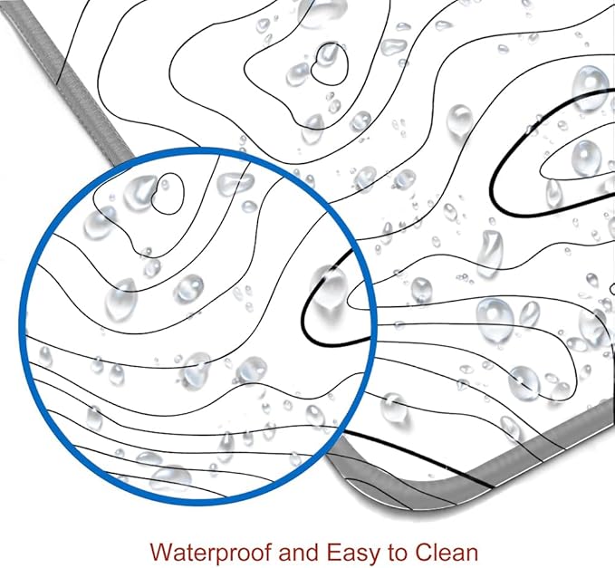 Mouse Pad Large, Extended XL Gaming Mousepad, Non-Slip Rubber Base Minimalist Keyboard Mouse Mat Desk Pad for Work, Game, Office, Home, 31.5 x 11.8 in, White Topographic Map Lines