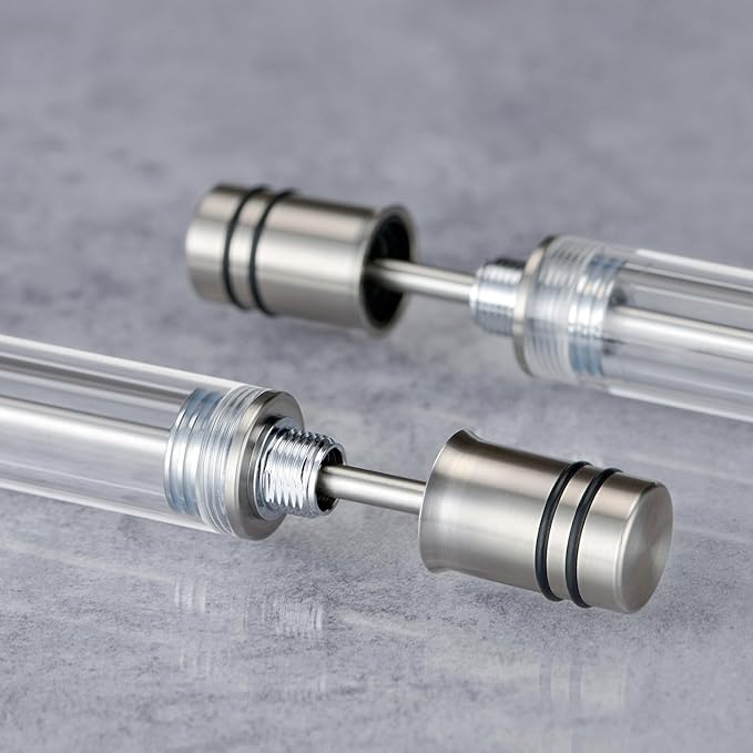 Asvine Vacuum Filling Fountain Pen Luxury Titanium Fine Point Pen V200 Series, Clear Demonstrator Smooth Writing Pen Gift Case