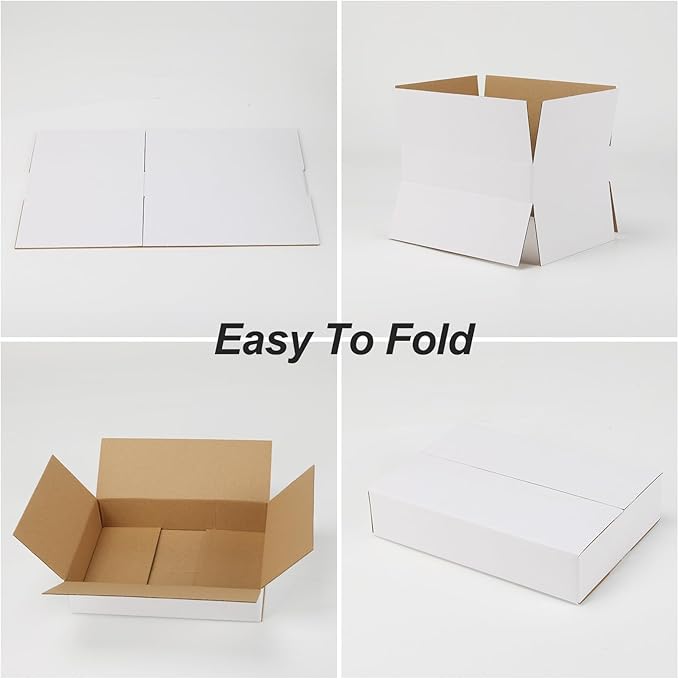 9x6.5x1.75 Small Shipping Boxes Set of 40, 3 Layers E Watts White Corrugated Cardboard Box Mailers for Mailing, Moving, Business Packing