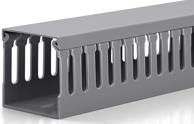 ZhiYo 66in(4X L16.5in) Professional Server Rack Cable Management Raceway, H2in x W2in Cable Raceway Kit, Electrically Safe PVC Open Slot Wire Raceway for Under Desk/Computer/Network Cords, Grey