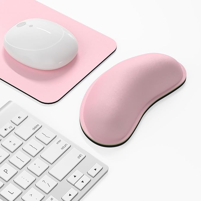 Dapesuom Mouse Wrist Rest, Cute Ergonomic Memory Foam Mouse Wrist for Computer Desk Mats Support, Hand Rest Pad Cushion for Gaming, Office, Laptop, Men, Women, Pain Relief & Easy Typing, Pink