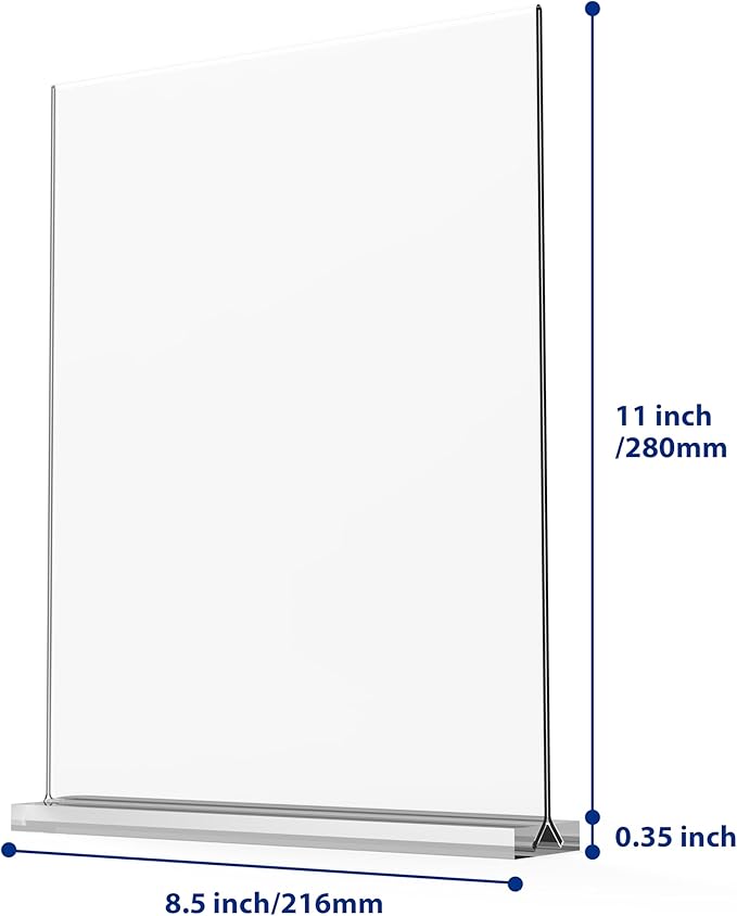 Acrylic Sign Holder Desktop Display Holder for Homes Restaurants Offices Shops (6 Pack 8.5x11 Clear)