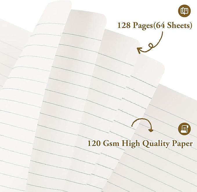 Huhuhero Notebooks Journal, Ruled Notebook, Premium Thick Paper Lined Journal, Black Hardcover Notebook for Office Home School Business Writing Note Taking Journaling, 5"×8.25" (5, Brown)