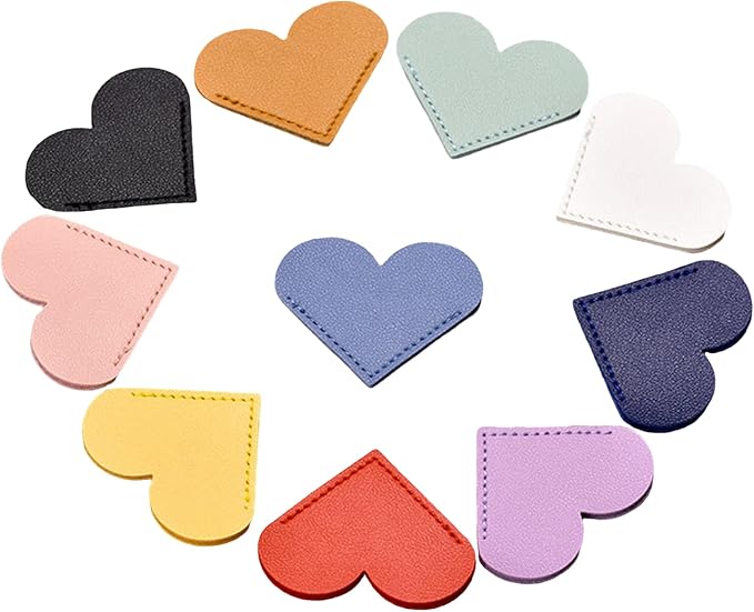 10Pcs Bookmarks for Women Book Marks for Reading Lovers, Cute Leather Heart Bookmarks for Friends Teachers Students Book Reading Lovers Present