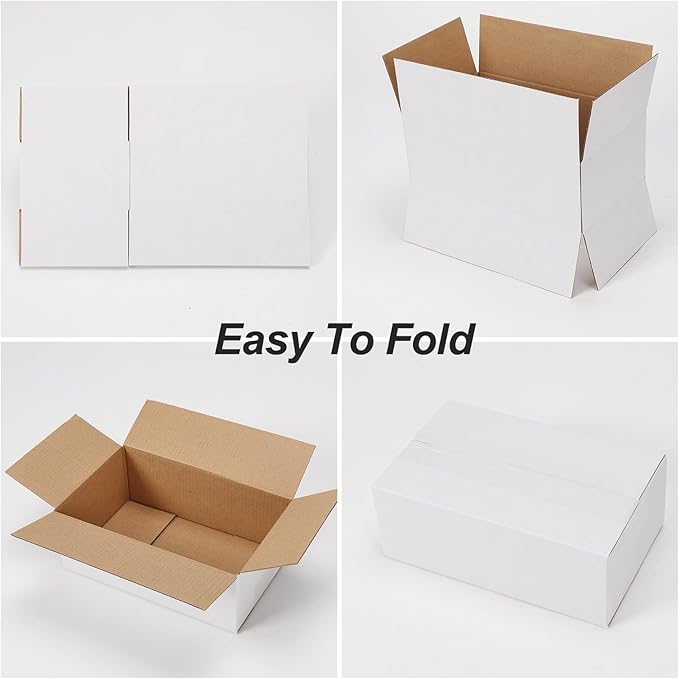 8x5x3 Shipping Boxes Set of 40, White Kraft Corrugated Cardboard Small Boxes Mailers for Packaging(20.3x12.7x7.6 cm)