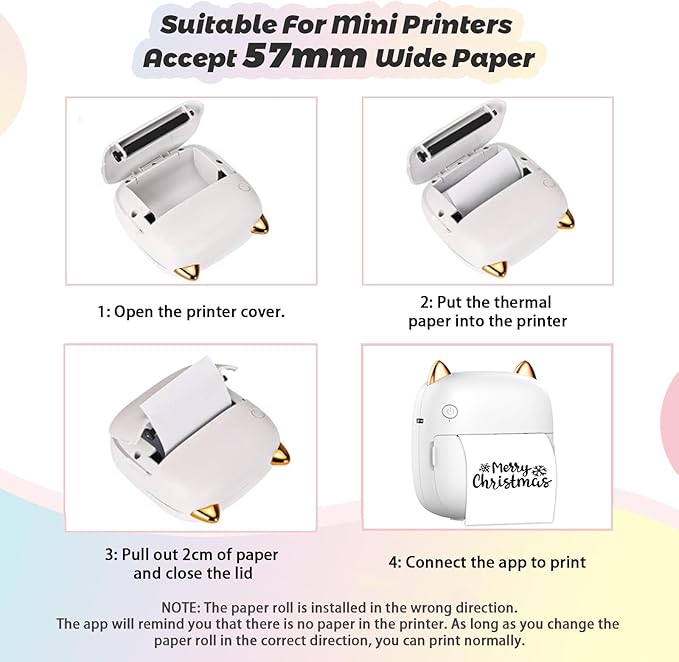 9 Rolls Thermal Printer Paper - Colorful, Non-sticker, 3 Color for Most Mini Thermal Printers