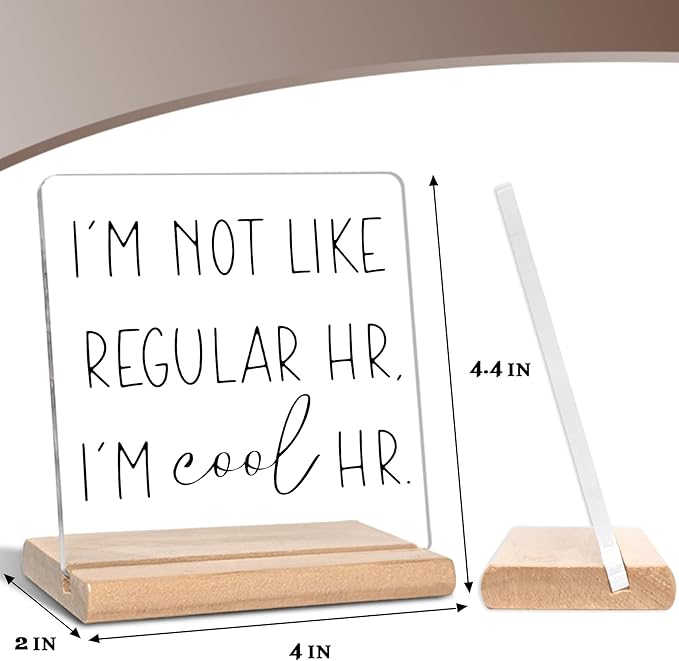 Funny HR Gifts for Human Resource HR Office Decor, I'm Not Like Regular HR I'm Cool HR Acrylic Decorative Sign, Funny Office Gifts for HR