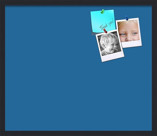 PinPix 28x24 Inch Cork Bulletin Board. This Decorative Framed Pin Board Comes with Navy Pastel Design and a Satin Black Frame. Ideal for Home Office Decor or Message Board (PinPix-1811)