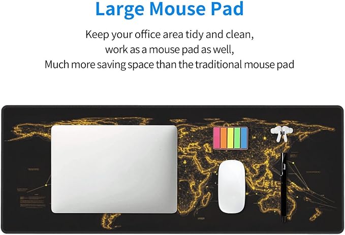 Map Mouse Pad 31.5 X 11.8 Inch Big Desk Rubber Base Stitched Edges Keyboard Pad XXL Mouse Mat for Home Game and Office