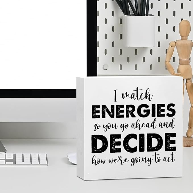 Inspirational Office Supplies Rustic Desk Decor Motivational White Wooden Box Sign Funny Gifts for Coworkers Leader Boss Farmhouse Wood Plaque Cubicle Accessories Home Shelf Table Counter Decorations