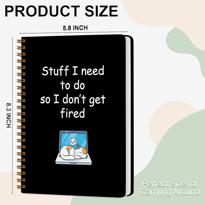 2 Pcs Cat Notebook, Cute Cats Gifts Spiral Notebook College Ruled, Journaling Notebooks for Work, Note Books Home College Office Supplies Cat Themed Gifts for Girls Teens Colleagues