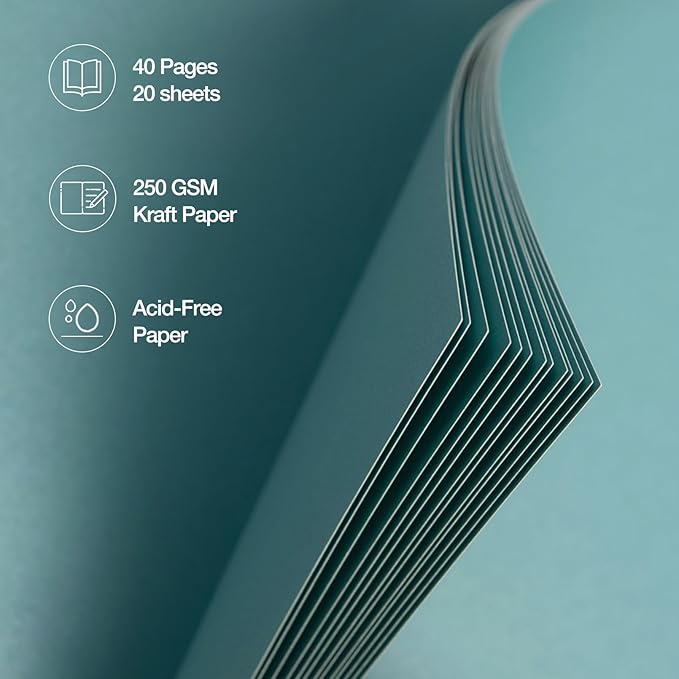 potricher 10 x 10 Inch DIY Scrapbook Album 40 Pages Hardcover Kraft Paper Scrap Book Photo Albums Memory Book for Wedding and Anniversary Family (Blue, 10 Inch)