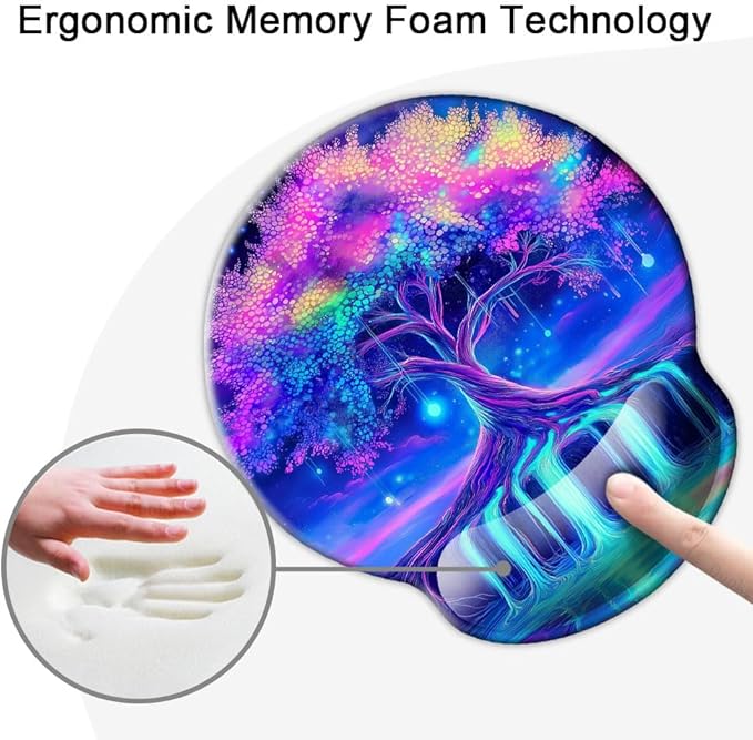 Ergonomic Mouse Pad with Wrist Support,Mouse Pad with Wrist Rest,Relieve Wrist Pain Mousepad Non-Slip Rubber Base,Mouse Pads for Desk,Computers,Laptop,Office,Home,Accessories Tree of Life