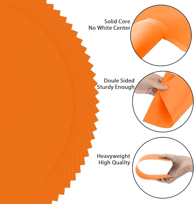 OcePor 100 Sheets Orange Cardstock Paper, Colored Printer Paper 8.5 x 11, Thick Construction for Cards Making, Scrapbook，Office Printing, Invitations, Certificates，DIY Crafting 92 lb/250gsm