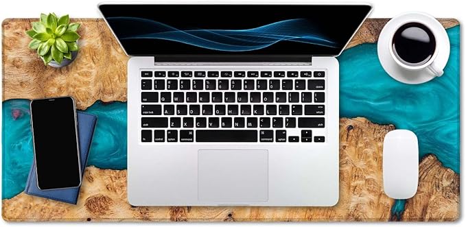 SSOIU Large Mouse Pad, Full Desk XXL Extended Gaming Mouse Pad 35.5" X 15.7", Waterproof Desk Mat with Stitched Edge, Non-Slip Laptop Computer Keyboard Mousepad for Office & Home, Petrified Wood