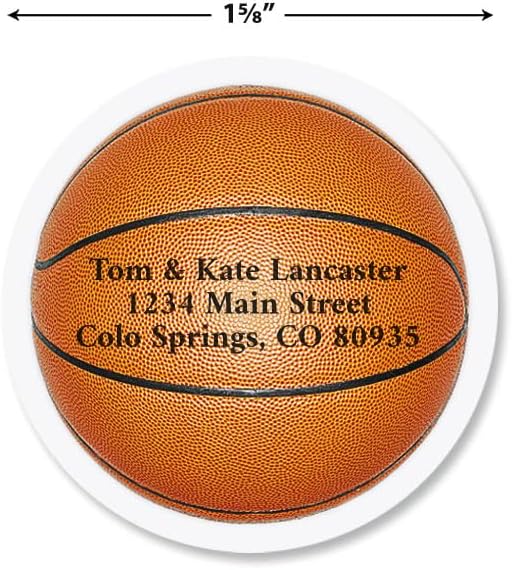 Basketball Personalized Diecut Return Address Labels- Set of 144, 1-1/2" x 1-1/2" Self-Adhesive, Flat-Sheet Labels, by Colorful Images