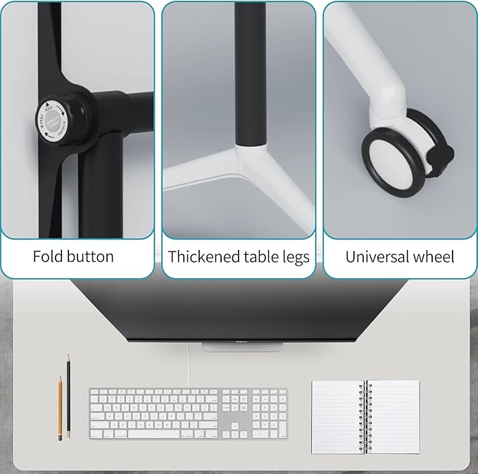 Folding Conference Table, Modern Conference Room Tables with Flip-Top Design, Foldable Conference Table Meeting Table with Wheels, Mobile Seminar Training Tables for Office Classroom (8, White 2)