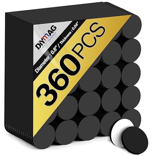 DIYMAG Magnets with Adhesive Backing, 360Pcs Diameter 0.8’’ x 0.04” Fridge Magnet Dot Classroom Must Have Round Magnetic Tape Flexible Sheets for Crafts Whiteboard Refrigerator Easy Peel and Stick