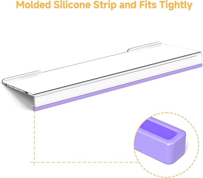 Ergonomic Computer Keyboard Stand - 17 Inch Clear Acrylic Keyboard Riser for Desk Tilted Keyboard Holder Tray with Purple Non-Slip Strip for Home Office Easy Typing & Working