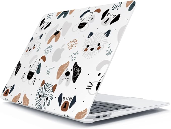 Compatible with MacBook Air 13 inch Case 2022 2021 2020-2018 Release M1 A2337 A2179 A1932 with Touch ID, Hard Print Case + Keyboard Skin + Webcam Cover + Screen Protector, Funny Dog