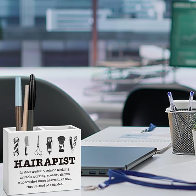 Hairstylist Gifts, Hair Salon Hairapist,Office Room Decor for Women Men Coworker Friend Employee Wooden Box Holder Home Hair Salon Barbershop Decor