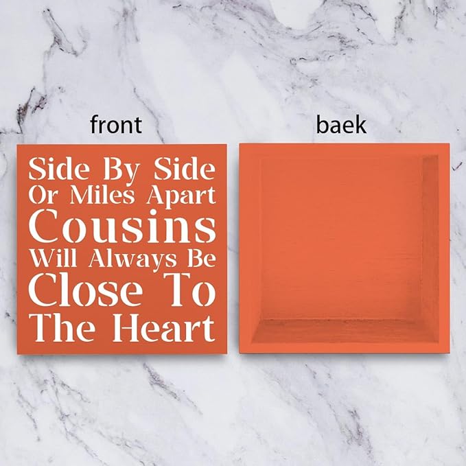 Inspirational Desk Decor, Side By Side Or Miles Apart Cousins Will Always Be Close To The Heart Sign Home Office Desk Cubicle Shelf Decor, Friendship Gifts for Cousins 5 X 5 Inch