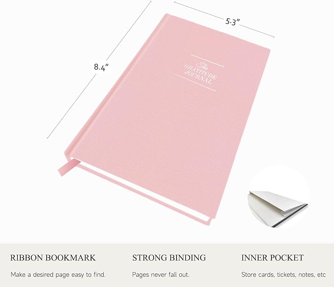 The Gratitude Journal for More Happiness, Optimism, Affirmation & Reflection - An Effective Manifestation Guide Journal, Undated Daily Journals for Women & Men （Pink）
