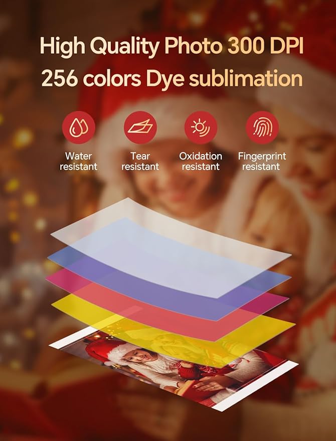 HPRT Photo Printer 4x6,+108 Sheets&2Ribbon,Phone Instant Picture Printer for iPhone, Android, Portable Photo Printers for Home Use (Beige)