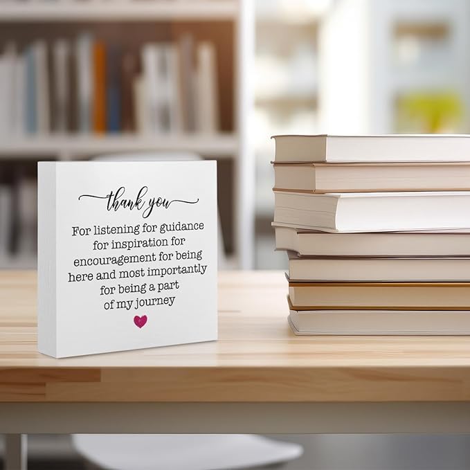 Inspirational Thank You Gifts Office Supplies Rustic Desk Decor for Teacher Boss White Wooden Box Sign Positive Retirement Gifts Farmhouse Wood Plaque Coworker Leaving Gifts Home Shelf Decorations