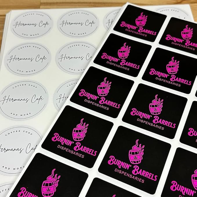 Custom Waterproof Vinyl Stickers with Your Image Photo Text or Logo | Personalized Dishwasher Safe Label for Business Logo