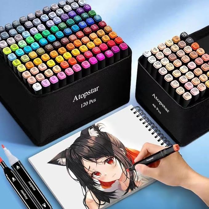 120 Colors Alcohol Markers Artist Drawing Art Markers for Kids Dual Tip Markers for Adult Coloring Painting Supplies Perfect for Gift(120 Black Shell)